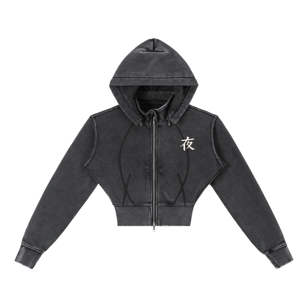 Vintage Washed Cropped Fleece Hoodie