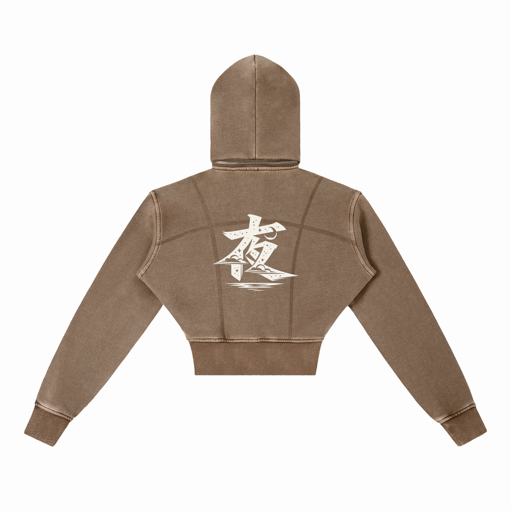 Vintage Washed Cropped Fleece Hoodie