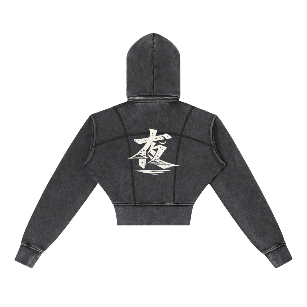 Vintage Washed Cropped Fleece Hoodie